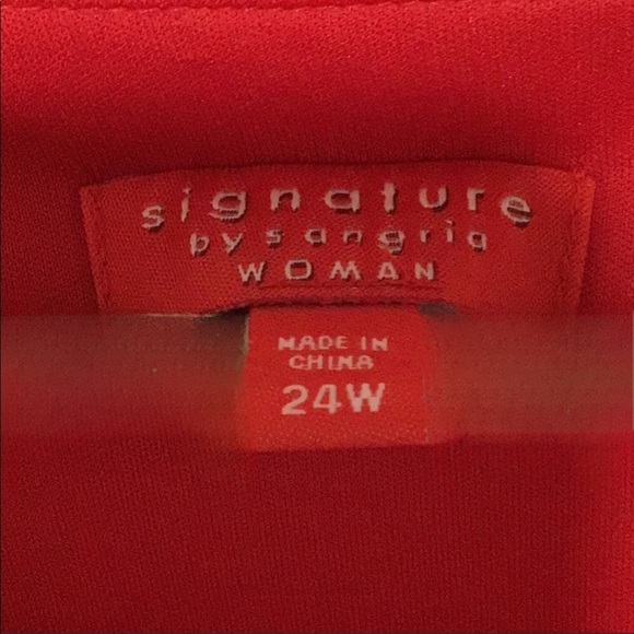 SIGNATURE BY SANGRIA WOMAN Red Netting & Lace Dress Size 24W - Picture 7 of 7